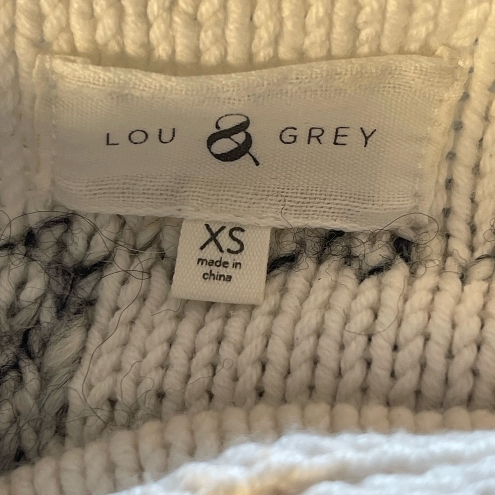Lou & Grey Alpaca Blend Distressed Fringe Textured Knit Mock Neck Sweater XS - Picture 7 of 9